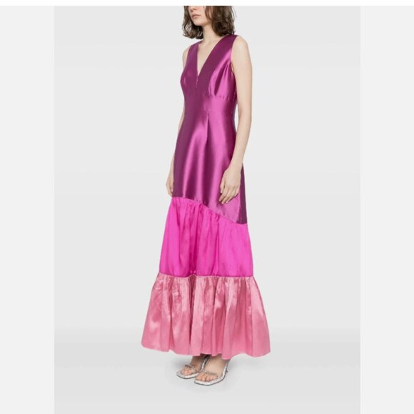 Sachin & Babi Rori Satin-Finish Ruffle Hem Gown - Picture 4 of 12
